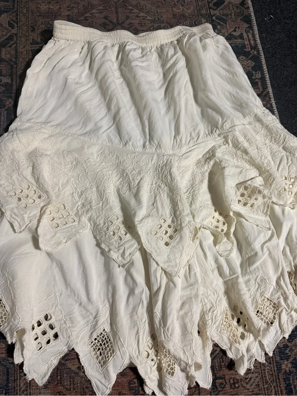 Vintage!! Cotton Embroidered Anglaise Stevie Nicks Boho Skirts of your dreams!!